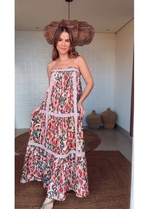 Vestido Cropped Jardim De Flor Estampado - LUCIELENA LARA
