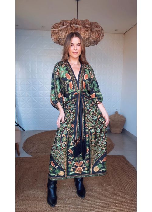 Vestido Marcelle Preto Estampado - LUCIELENA LARA