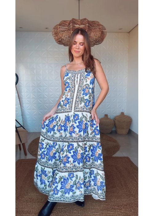 Vestido Longo Jardim Chintz Estampado - LUCIELENA LARA
