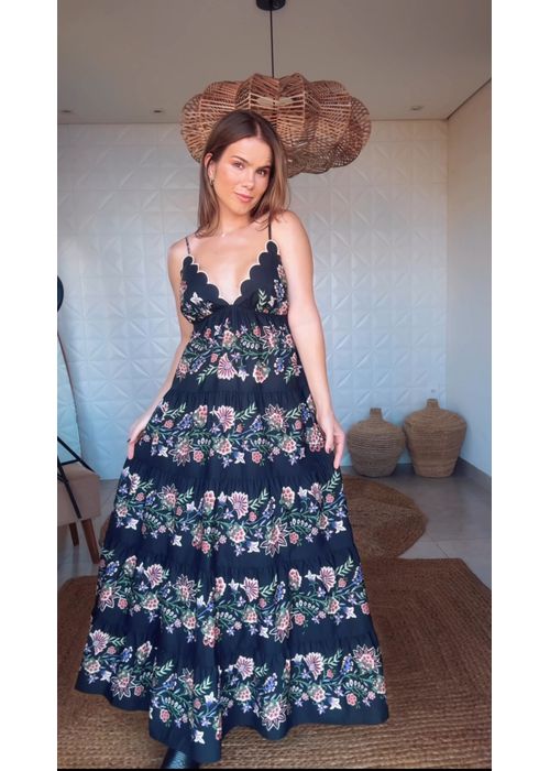 Vestido Longo Jardim Maravilhoso Estampado - LUCIELENA LARA