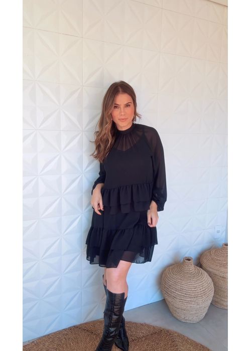 Vestido Maria Clara Preto - LUCIELENA LARA