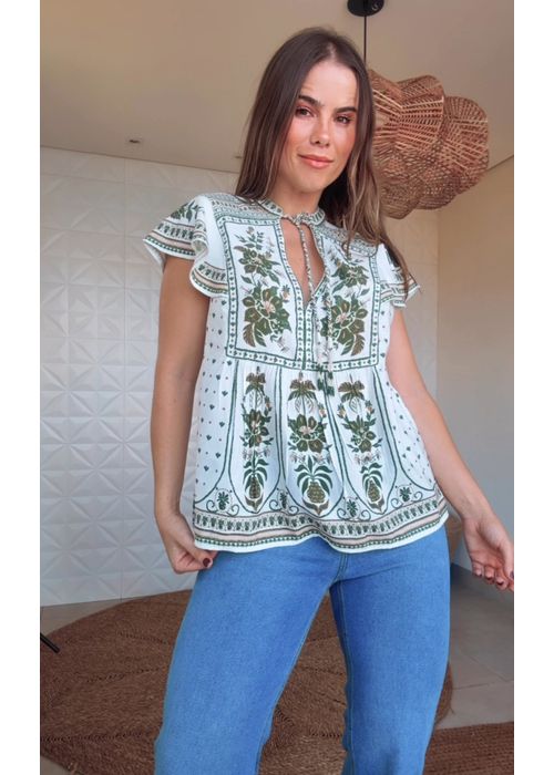 Blusa Bata Mari Estampado - LUCIELENA LARA