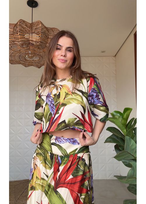 Tshirt Cropped Florarte Estampado - LUCIELENA LARA