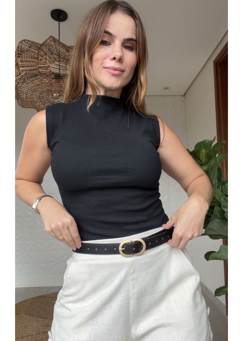 Blusa Canelada Preto - LUCIELENA LARA