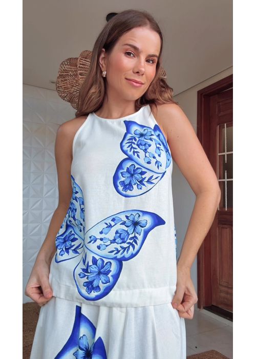 Regata Borboleta De Porcelana Estampado - LUCIELENA LARA