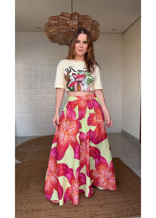 Saia Lírio Tropical Estampado - LUCIELENA LARA
