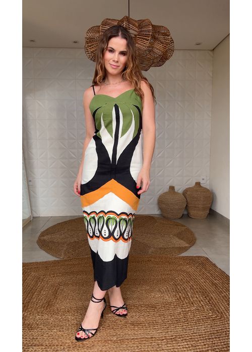 Vestido Cutwork Floresta De Onda Estampado - LUCIELENA LARA