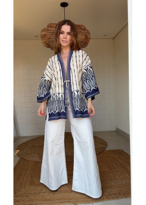 Kimono Peixe Corrente Estampado - LUCIELENA LARA