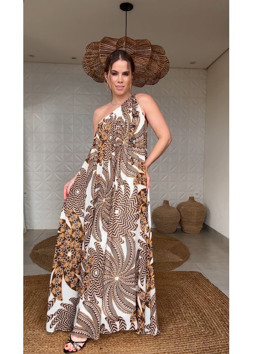 Vestido Longo Ombro Vanahu Estampado - LUCIELENA LARA