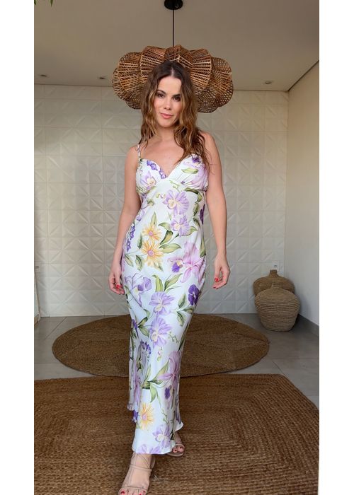 Vestido Longo Orquidario Estampado - LUCIELENA LARA
