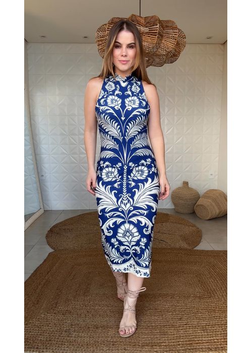 Vestido Midi Santorini Estampado - LUCIELENA LARA