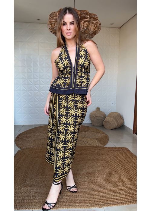Saia Midi Trancoso Estampado - LUCIELENA LARA
