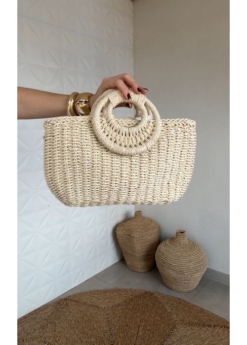 Bolsa Praiana Palha Bege - LUCIELENA LARA