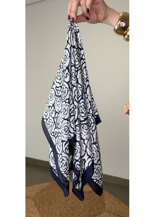 Lenço Estampado Azul Marinho - LUCIELENA LARA