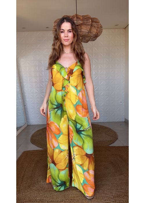 Macacão Thalia Verde Estampado - LUCIELENA LARA