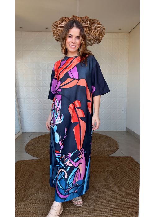 Vestido Midi Banana Flora Estampado - LUCIELENA LARA