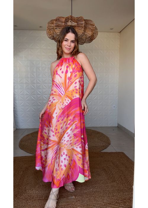 Vestido Frente Única Lirio Tropical Estampado - LUCIELENA LARA