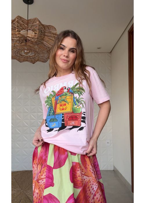 Tshirt Media Engradados Rio Estampado - LUCIELENA LARA