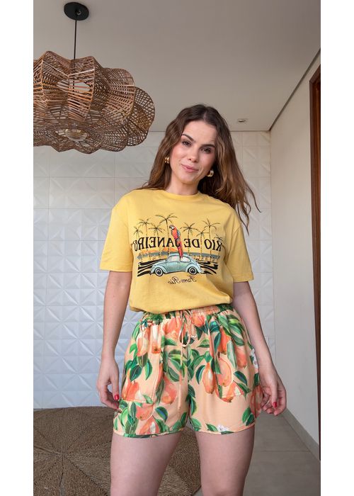 Tshirt Média Brasileirinho Amarelo Estampado - LUCIELENA LARA