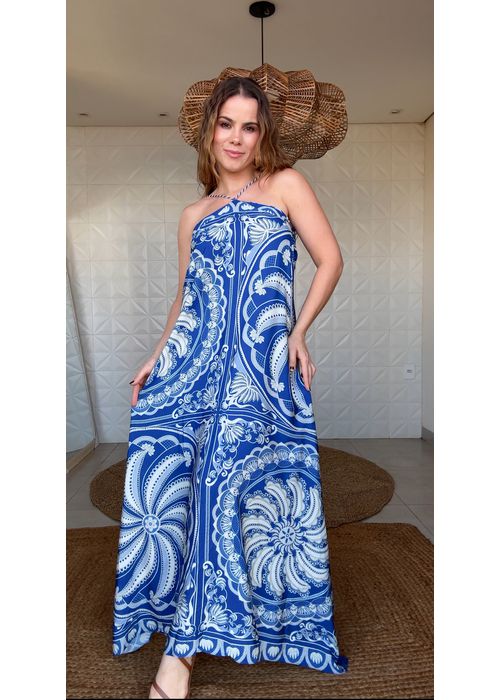 Vestido Frente Única Lenço Jardim De Banana Estamp... - LUCIELENA LARA