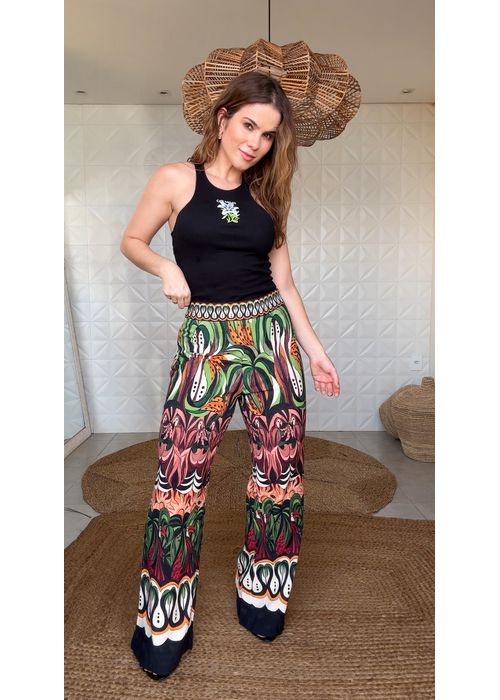Calça Floresta De Onda Estampado - LUCIELENA LARA