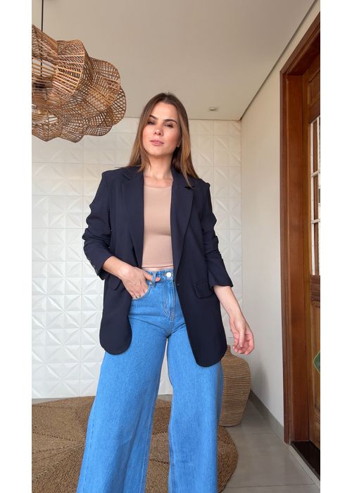 Blazer Helena Chiclé Azul Marinho - LUCIELENA LARA