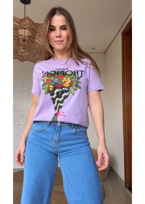 Tshirt Fit Bouquet Tropical Lilás Wind Lilás - LUCIELENA LARA