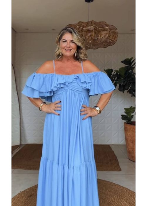 Vestido Longo Laura Chiclé Azul - LUCIELENA LARA
