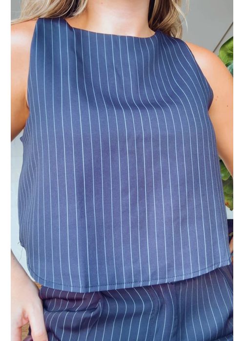Blusa Elissay Risca De Giz Preto - LUCIELENA LARA