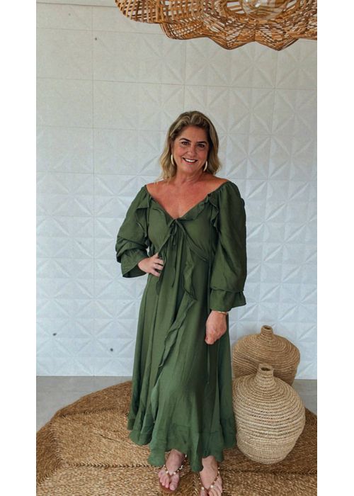 Vestido Boho Verde Musgo - LUCIELENA LARA