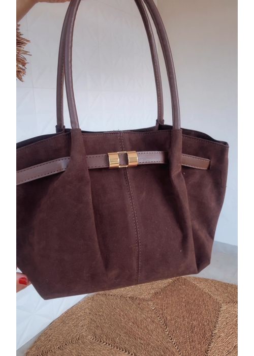 Bolsa Camurça Fivela Marrom - LUCIELENA LARA
