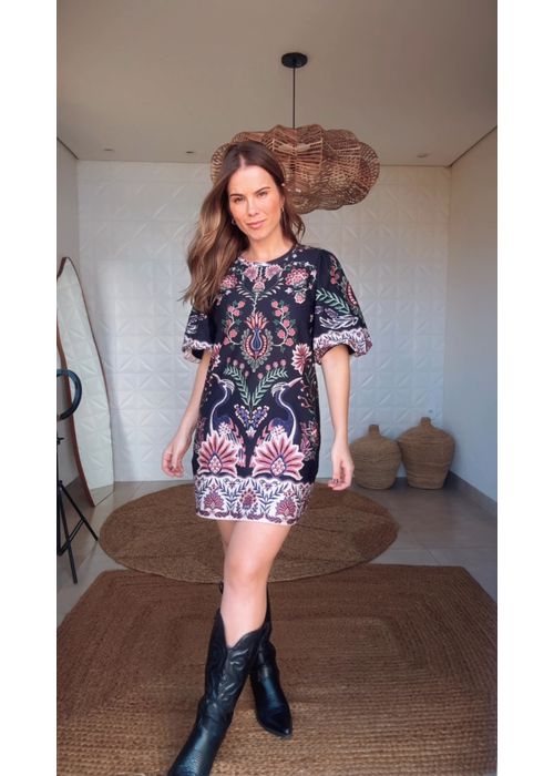 Vestido Tshirt Mg Fofa Jardim Maravilhoso Estampad - LUCIELENA LARA