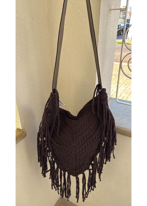 Bolsa Crochê Franja Marrom - LUCIELENA LARA