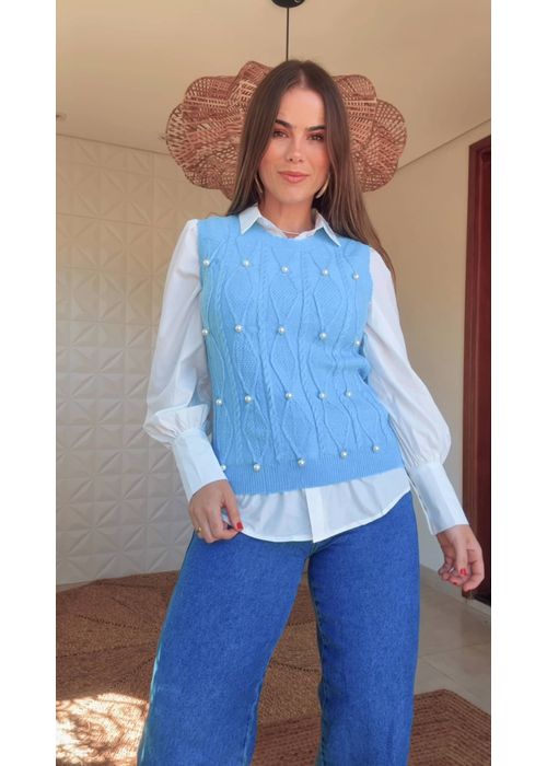 Colete Pérola Azul Claro - LUCIELENA LARA