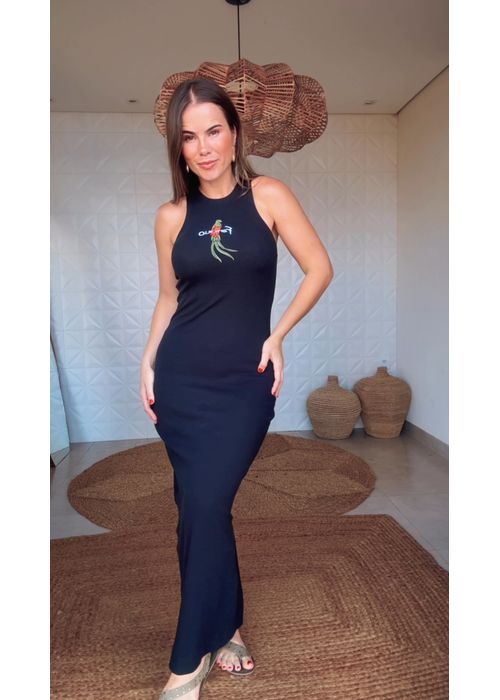 Vestido Cropped Rib Preto - LUCIELENA LARA