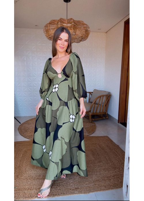 Vestido Mangas Flor Bela Estampado - LUCIELENA LARA