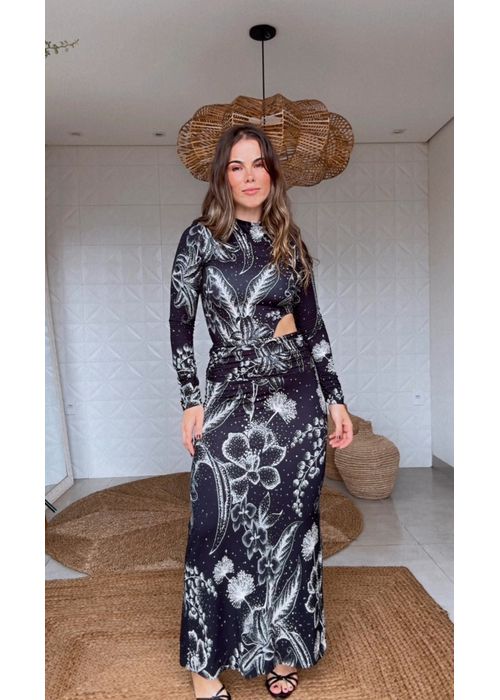 Vestido Cropped Céu De Flor Estampado - LUCIELENA LARA