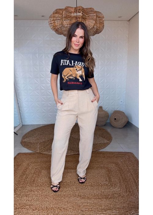 Calça Cenoura Alfaiataria Bege - LUCIELENA LARA