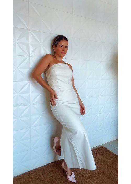 Saia Lápis Alice Off White - LUCIELENA LARA