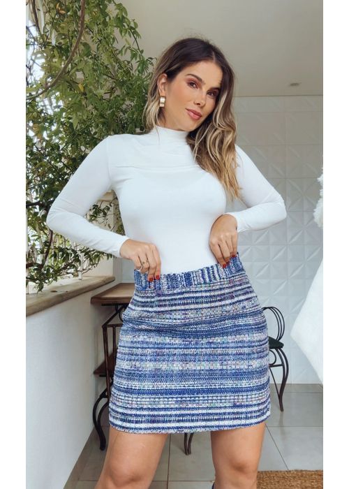 Saia Tweed Azul - LUCIELENA LARA