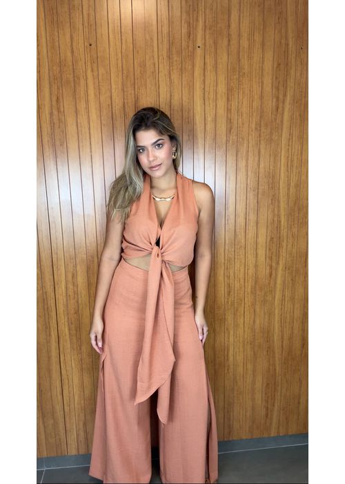 Conjunto Top E Calça Joanna Terra Cota - LUCIELENA LARA