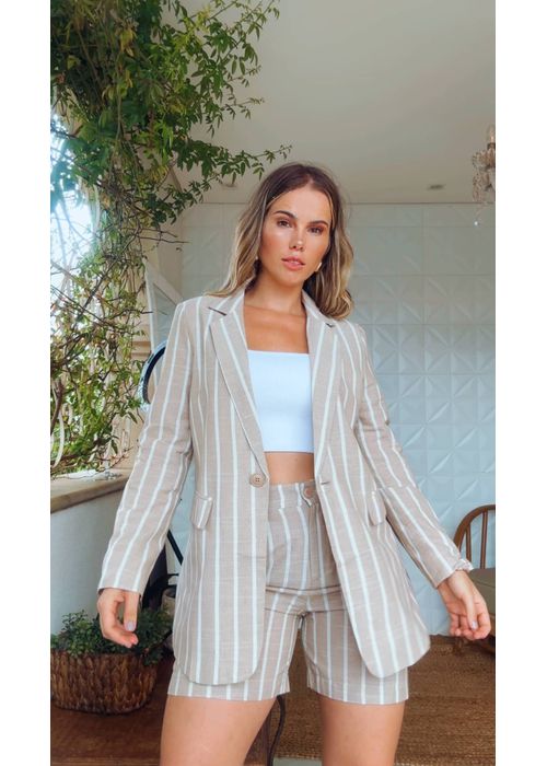 Conjunto Short E Blazer My Crush Bege - LUCIELENA LARA