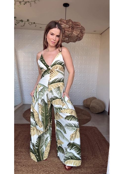 Macacão Pantalona Trancoso Estampado - LUCIELENA LARA