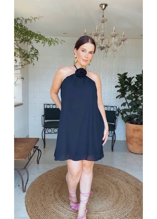 Vestido Curto Flower Preto - LUCIELENA LARA