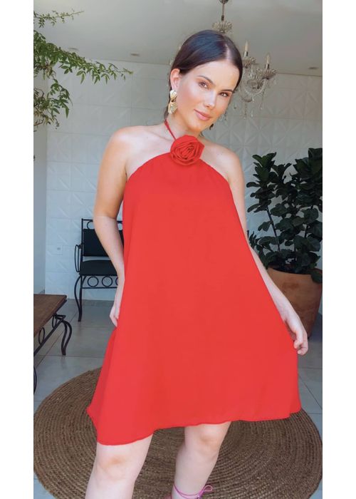 Vestido Curto Flower Vermelha - LUCIELENA LARA