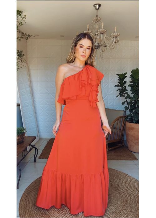 Vestido Ombro Só Monica Chiclé Vermelha - LUCIELENA LARA