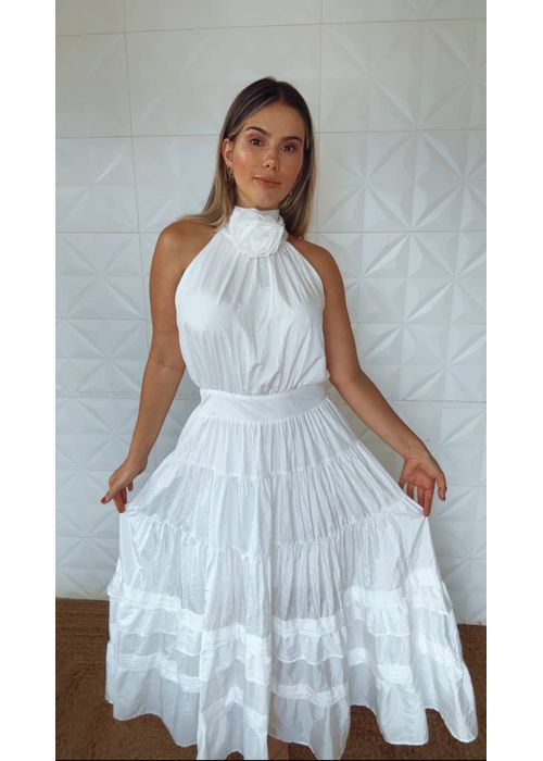 Vestido Mary Flor Off White - LUCIELENA LARA