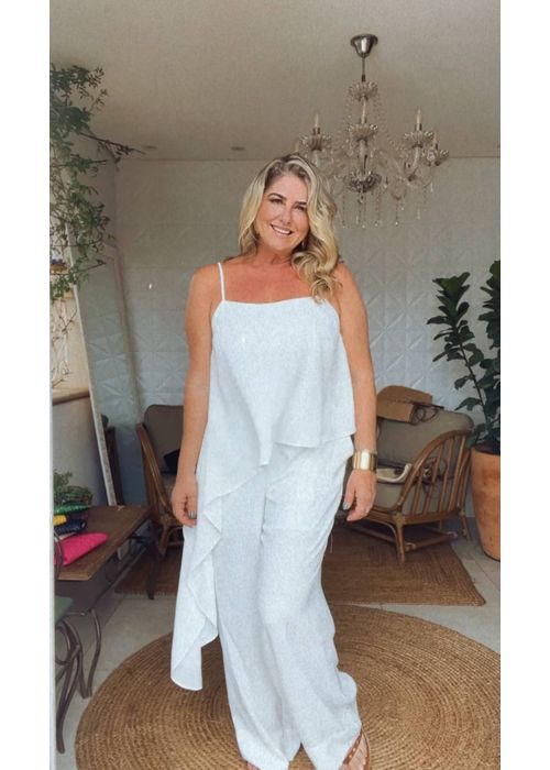 Conjunto Assimétrico Chicle Off White - LUCIELENA LARA