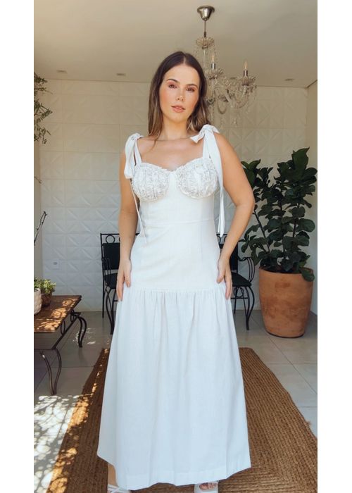 Vestido Linho Dalila Chiclé Cru - LUCIELENA LARA