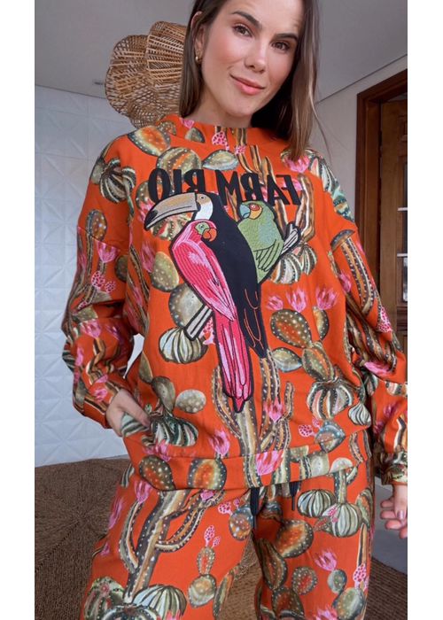 Blusa Moletom Rio Cactos Estampado - LUCIELENA LARA